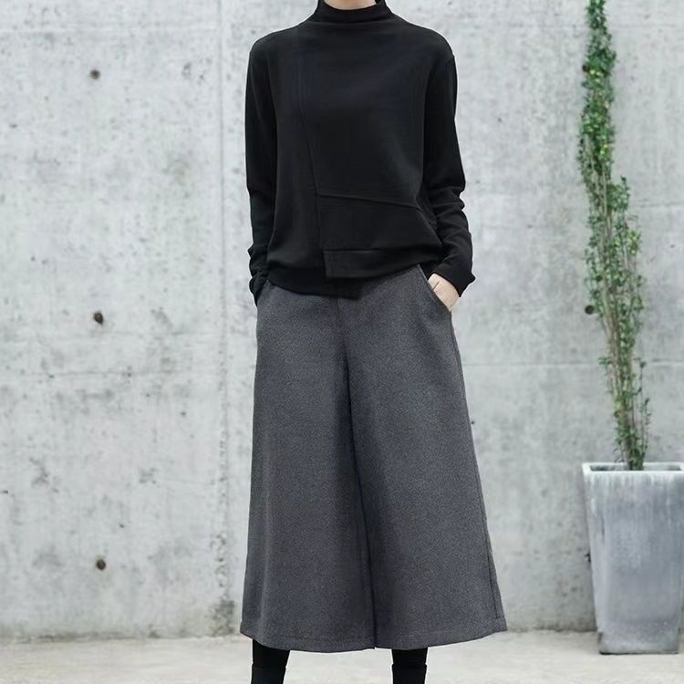 Wool Wide Leg Pants Women Autumn And Winter New Nine-Point Original Design Hairy Pants Loose Fashion Thin Temperament Skirts