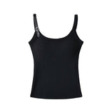 Hottie Pure-Stuane Summer Leather Buckle Design With Chest Pad Sling Vest Slimming Skinny Bottom Sleeveless Top