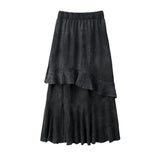 Summer Fainting Lotus Leaf Side Half Dress Korean Version Of Casual Wind Tight Waist A Word Irregular Open Fork Long Skirt