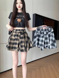 Large-Size Retro High-End Lattice Half-Dress Girl Hottie High-Waisted Strap A-Shaped Skirt With Thin Short Skirt