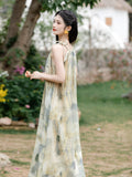 Loose Sleeveless And Unscuttered Hanging Neck Dress Summer Lazy Temperament Leisure Holiday Small Knee Dress