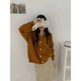 KANING Korean Version Of Color Buckle Bump Color Soft Knitted Cardigan 2026 Autumn And Winter New Loose Thin Round Sweater Woman