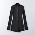 Spring And Autumn Fashion Zipper Half-High Collar Long Sleeve Straight-Up T-Shirt Thread Bottom Top