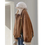 2026 New Two Sides Wearing A Curry Imitation Leather Jacket Women's Winter High-End Red Burst Lamb Wool Coat