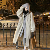 2026 Autumn And Winter New Loose Long-Term Lamb Wool Coat Women Thick Hooded Hooded