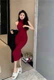 Temperament Pure-Hearted Sexy High-Collar Dress Women Summer Niche Design Hot Girls Tight Thin Ass Long Skirt