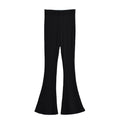 New Babes Knitted Horns Slim Trousers High-Rise Elastic Trousers Women