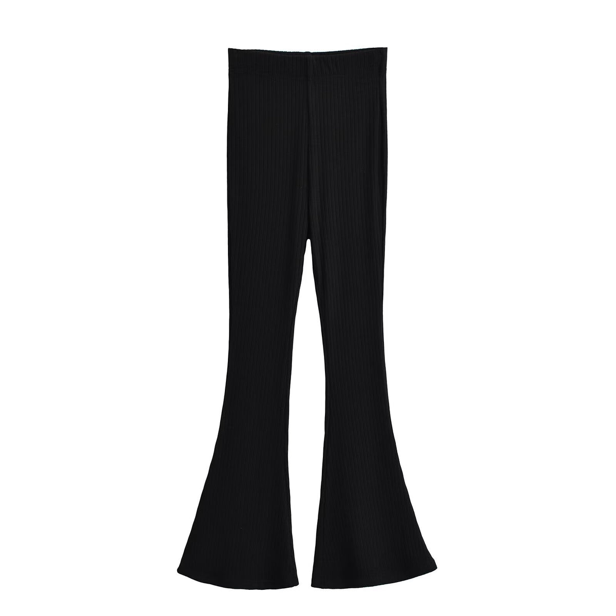 New Babes Knitted Horns Slim Trousers High-Rise Elastic Trousers Women