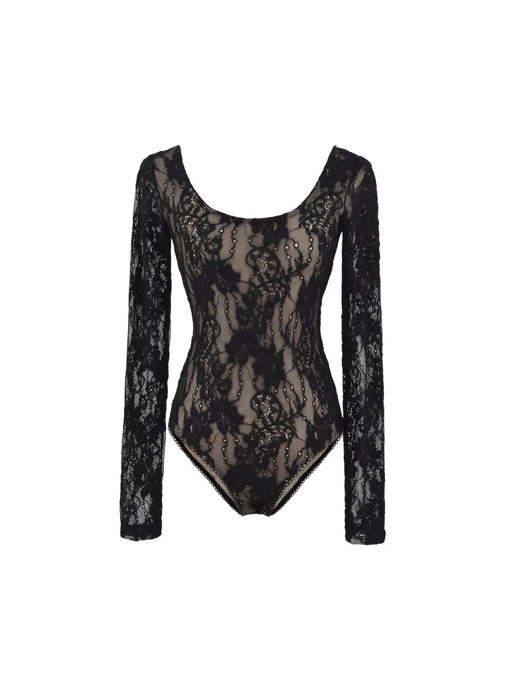 Fashion New Lace Splicing Long Sleeve Crobrate Crobrate Yarn Net Hollow Hook Babes Conjoined Shirt