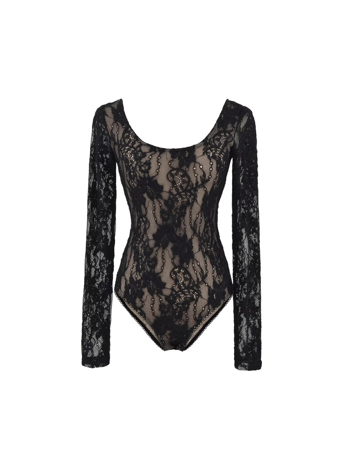 Fashion New Lace Splicing Long Sleeve Crobrate Crobrate Yarn Net Hollow Hook Babes Conjoined Shirt