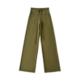 Summer New Yoga Elastic High-Waisted Loose-Rloose Straight Trousers Languid Languid Casual Drag Trousers