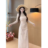 Sweet Cool Wind Pink Three-Dimensional Bow Sling Tset Bra Dress Girl Spring Summer Hottie Waist Thin Skirt Tide