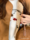 Double-Sided Wearing Velvet Cashmeat Wool Coat Women Winter Short Fashion Puff Fur Wave Thick Top
