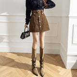 Vintage Wick Velvet Skirt Women's Spring Dress 2025 Korean Version Of The New Thin High-Waist A-B-Bum Skirt Short Skirt
