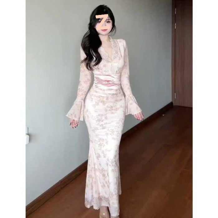 Dress Early Autumn Tight Straps With Thin Pocketed And Long Dress