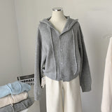 Autumn And Winter New Hooded Knitted Knitted Women Design A Small Wearing Milk Soft Sweater Autumn Cardigan Jacket